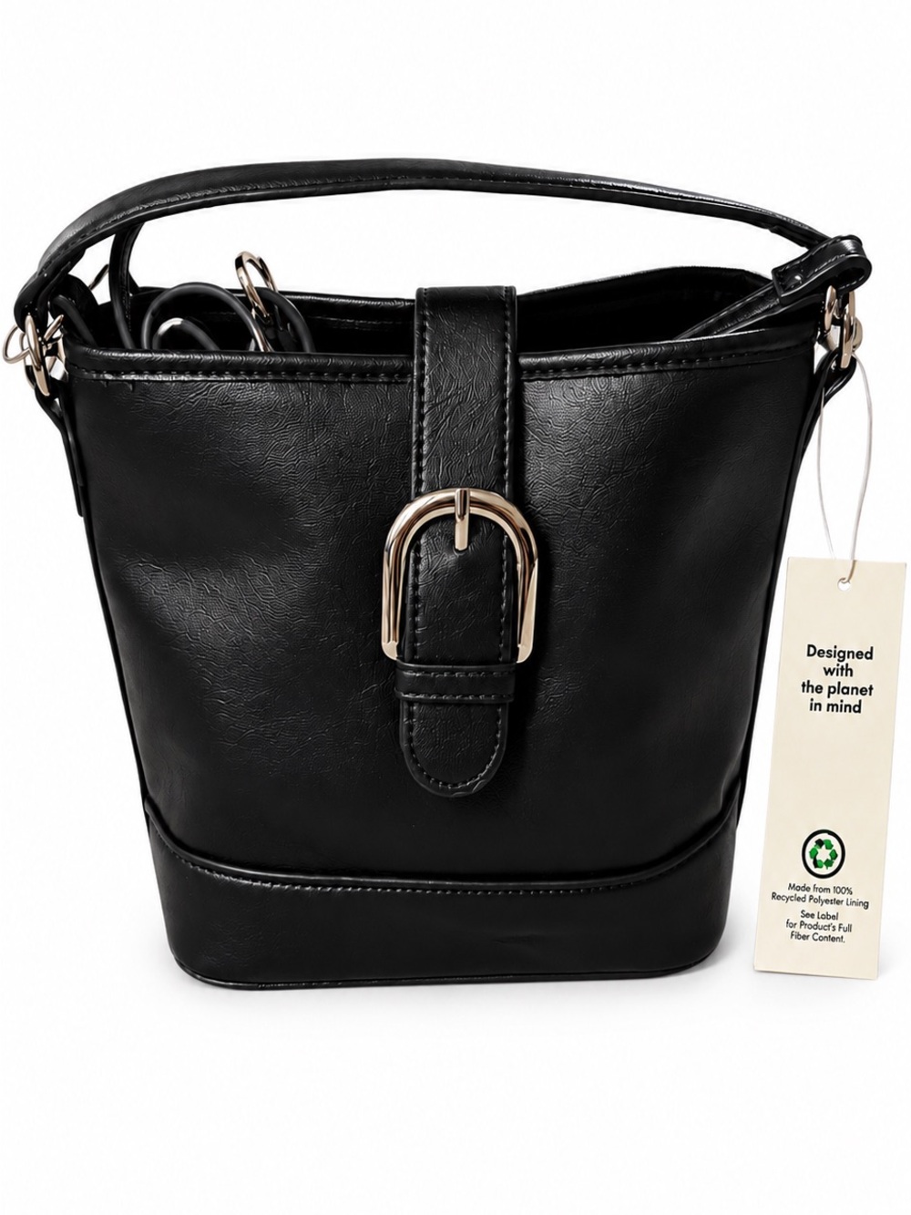 No Boundaries Black Shoulder Bag with Buckle Detail